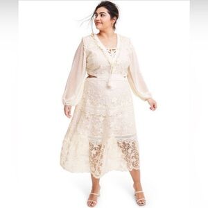 Alexis for Target sophisticated Baroque Lace cut out details midi length Dress